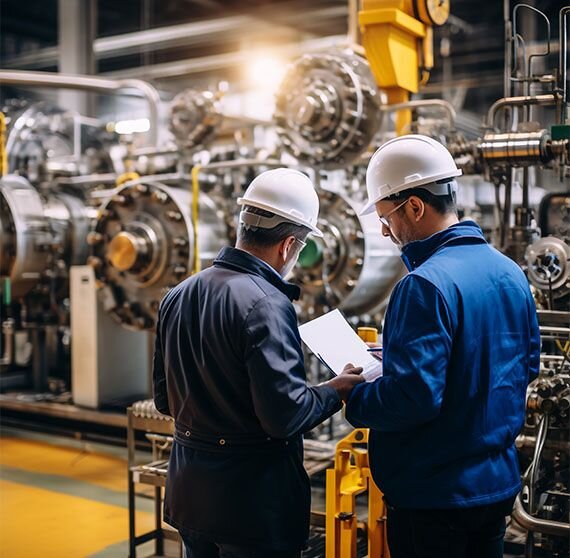 Steel workers in a facility